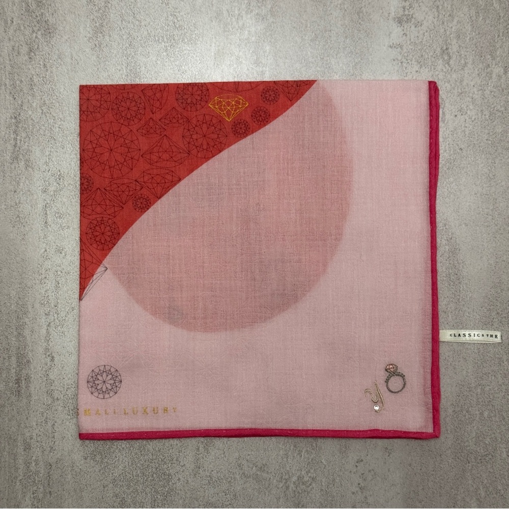 Red Heart Patterned Small Luxury Handkerchief Vin… - image 3